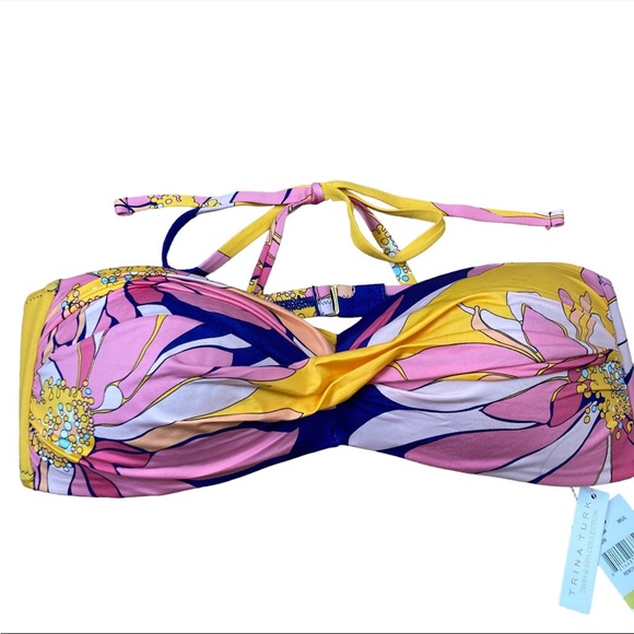 Trina Turk Bandeau Bikini Top Wire-Free Removable Straps NWT - Size 14 - Picture 1 of 11